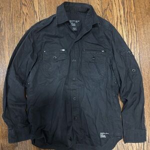 Stussy Charcoal Button-Up Shirt Jacket